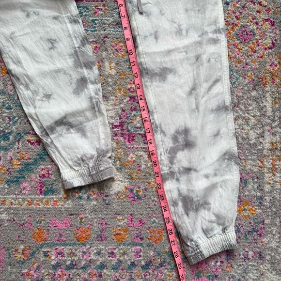 Rachel Zoe White Grey Tie Dye 100% Linen High Rise Lightweight Jogger Pants XS - Picture 6 of 10